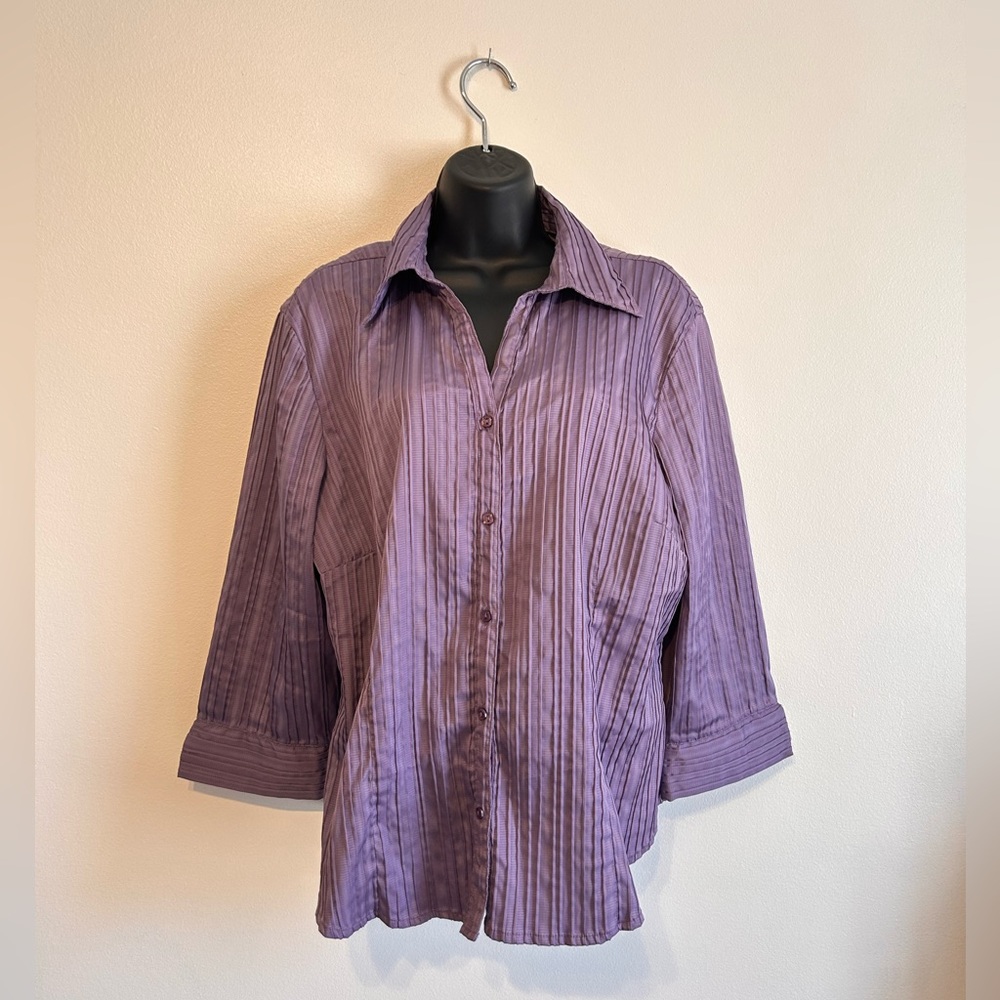 50% OFF LISTED PRICE Purple Button-Up Pleated Blouse Size 14/16W